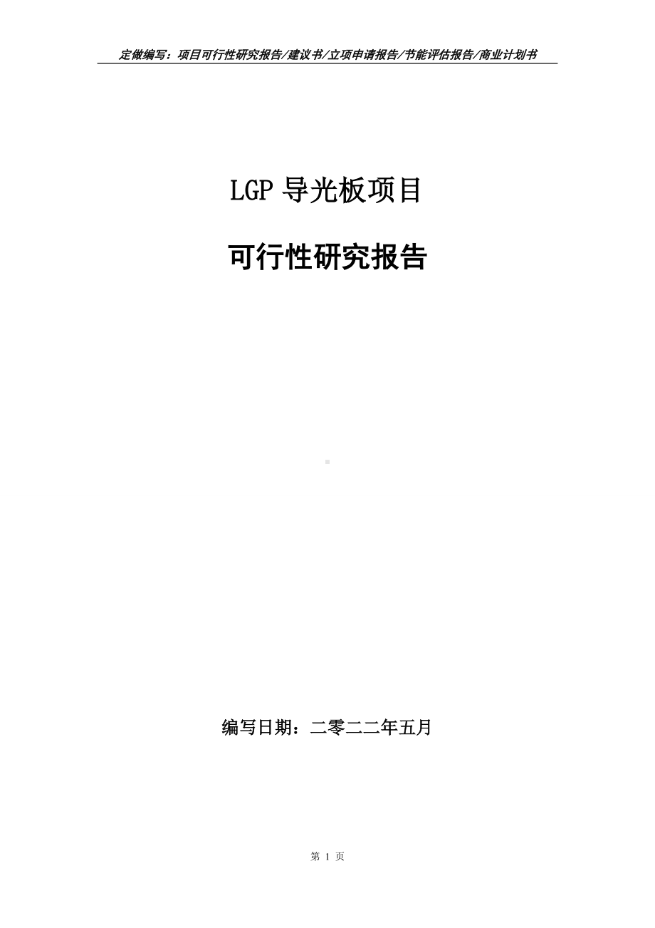 LGP导光板项目可行性报告（写作模板）.doc_第1页