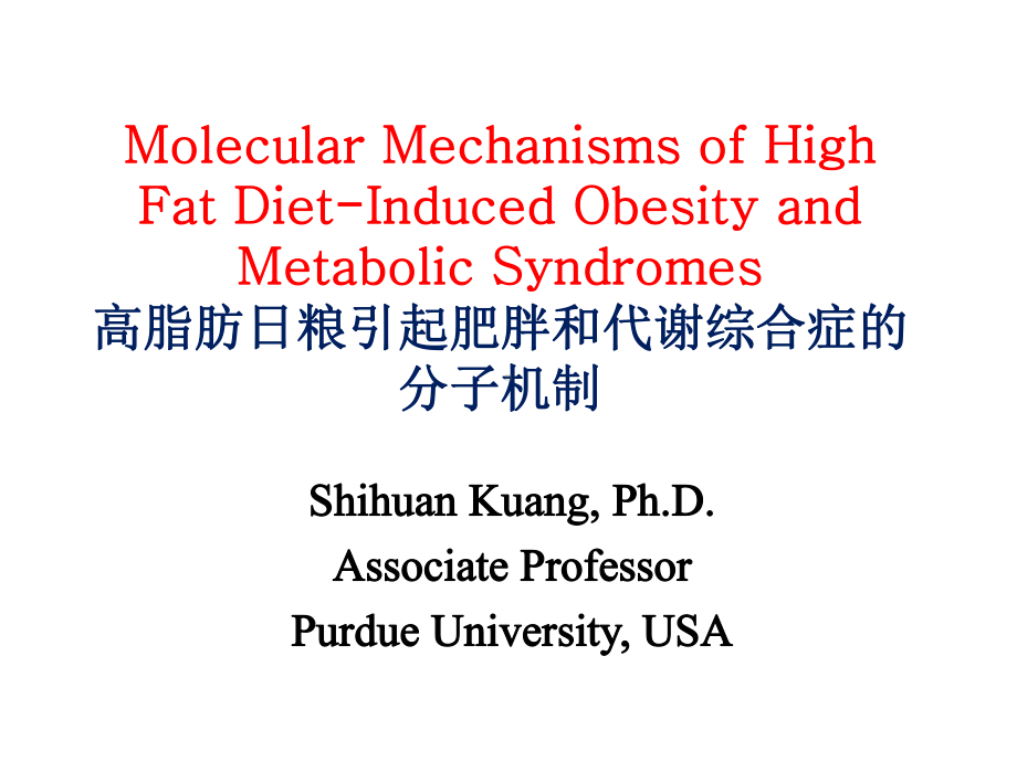 高脂肪日粮引起肥胖和代谢综合征分子机制课件.pptx_第1页