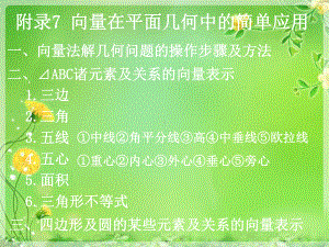 附录7-向量在平面几何中的应用(讲解课件).ppt