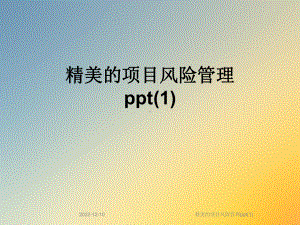 精美的项目风险管理课件1.ppt