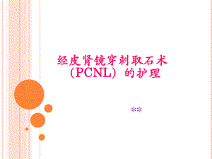 经皮肾镜碎石术(PCNL)的护理课件.ppt