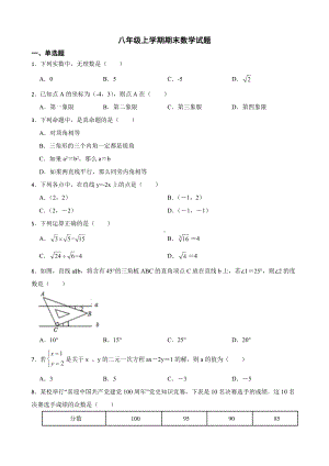 山东省济南市天桥区2022年八年级上学期期末数学试题（附答案）.pdf