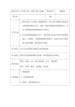 五年级美术下册教案-11. 石壁上的九色鹿7-湘美版.docx