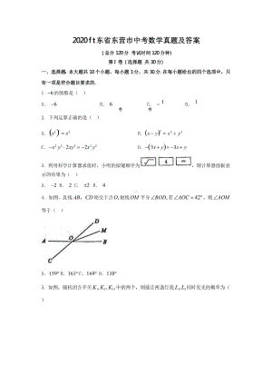 2020年山东省东营市中考数学真题（附答案）.pptx