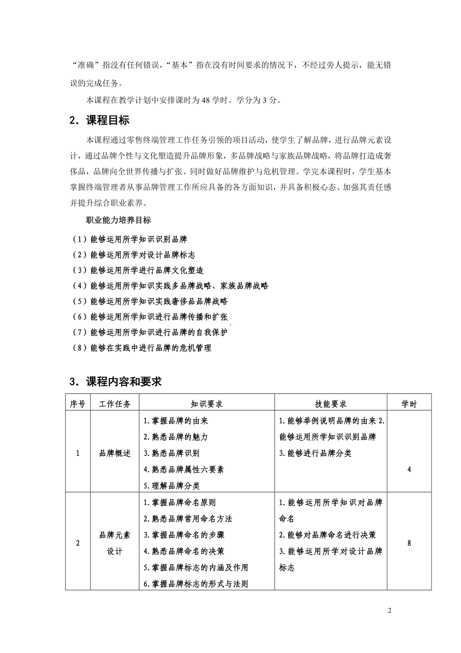 《品牌管理》答案课程标准.doc_第2页