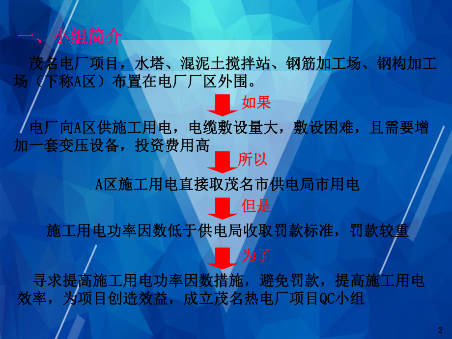 （获奖QC）提高施工用电功率因素(广东省电力一局茂名项目部QC小组)课件.pptx_第1页