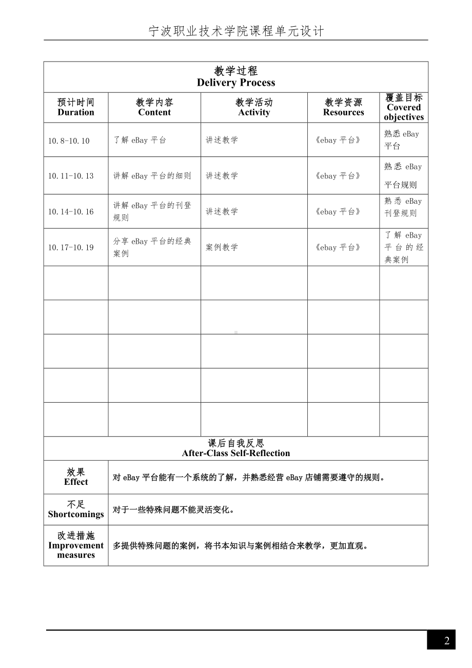 《跨境电商多平台运营》eBay平台项目一 课程单元设计.docx_第2页