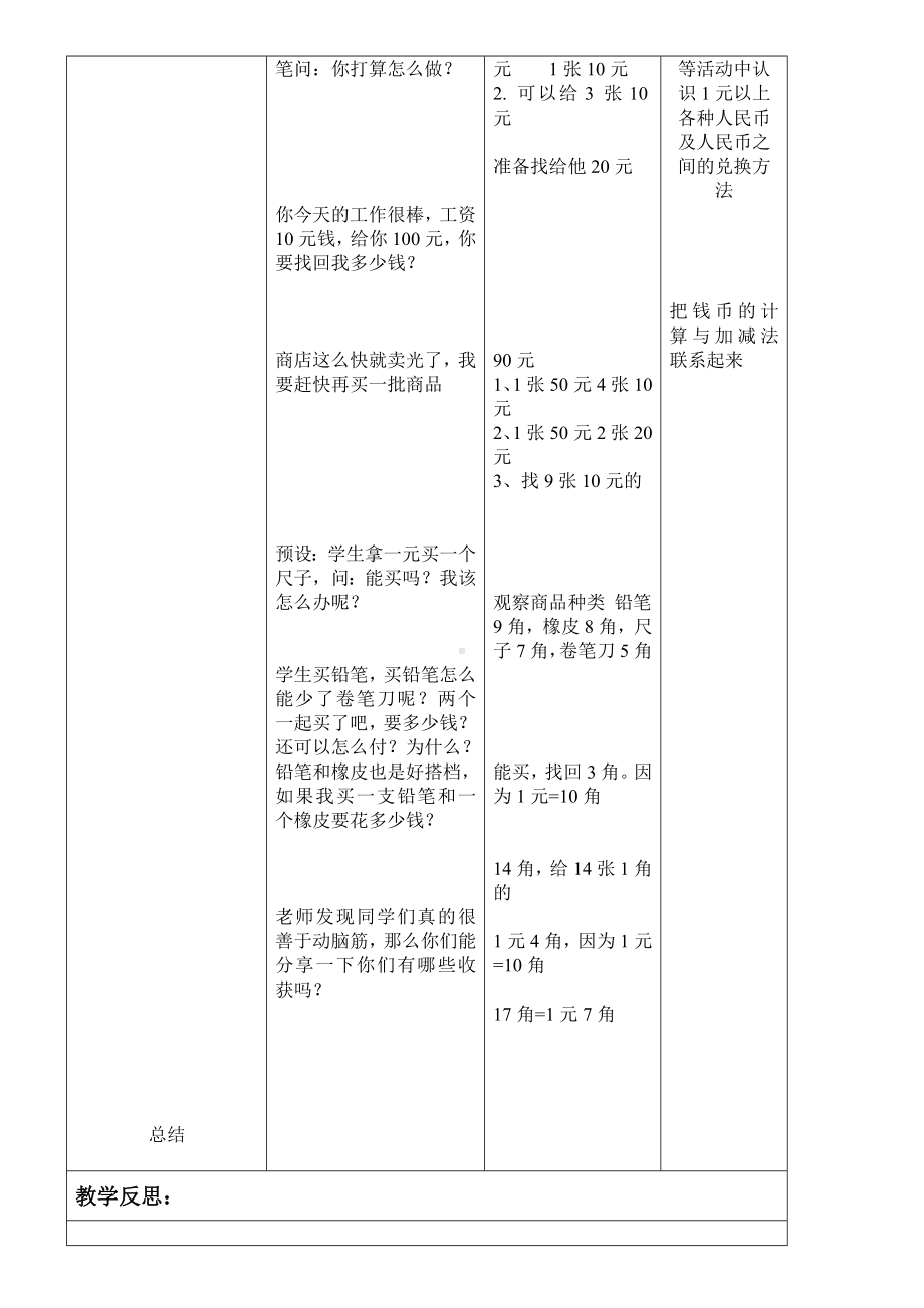 一年级下册数学教案-6.2 认识元、角、分︳青岛版.doc_第2页