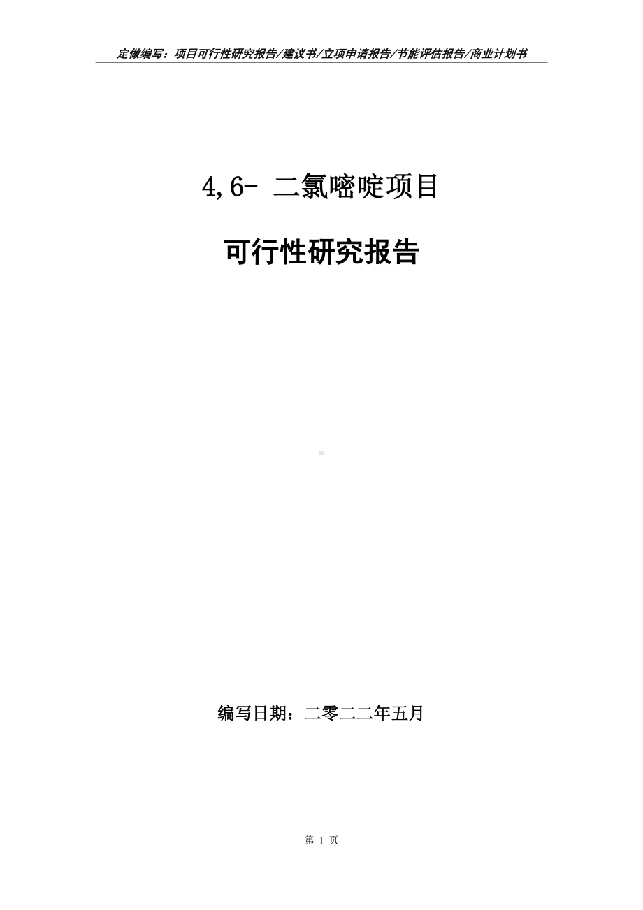 4,6- 二氯嘧啶项目可行性报告（写作模板）.doc_第1页