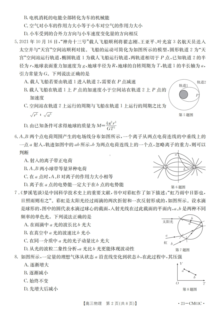 浙江省浙里卷天下2023届高三上学期12月百校联考物理试卷+答案.pdf_第2页