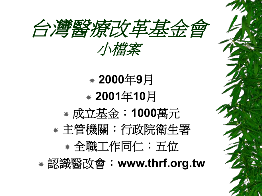 知识与公义的追求台湾医疗改革基金会的实作经验课件.ppt_第2页