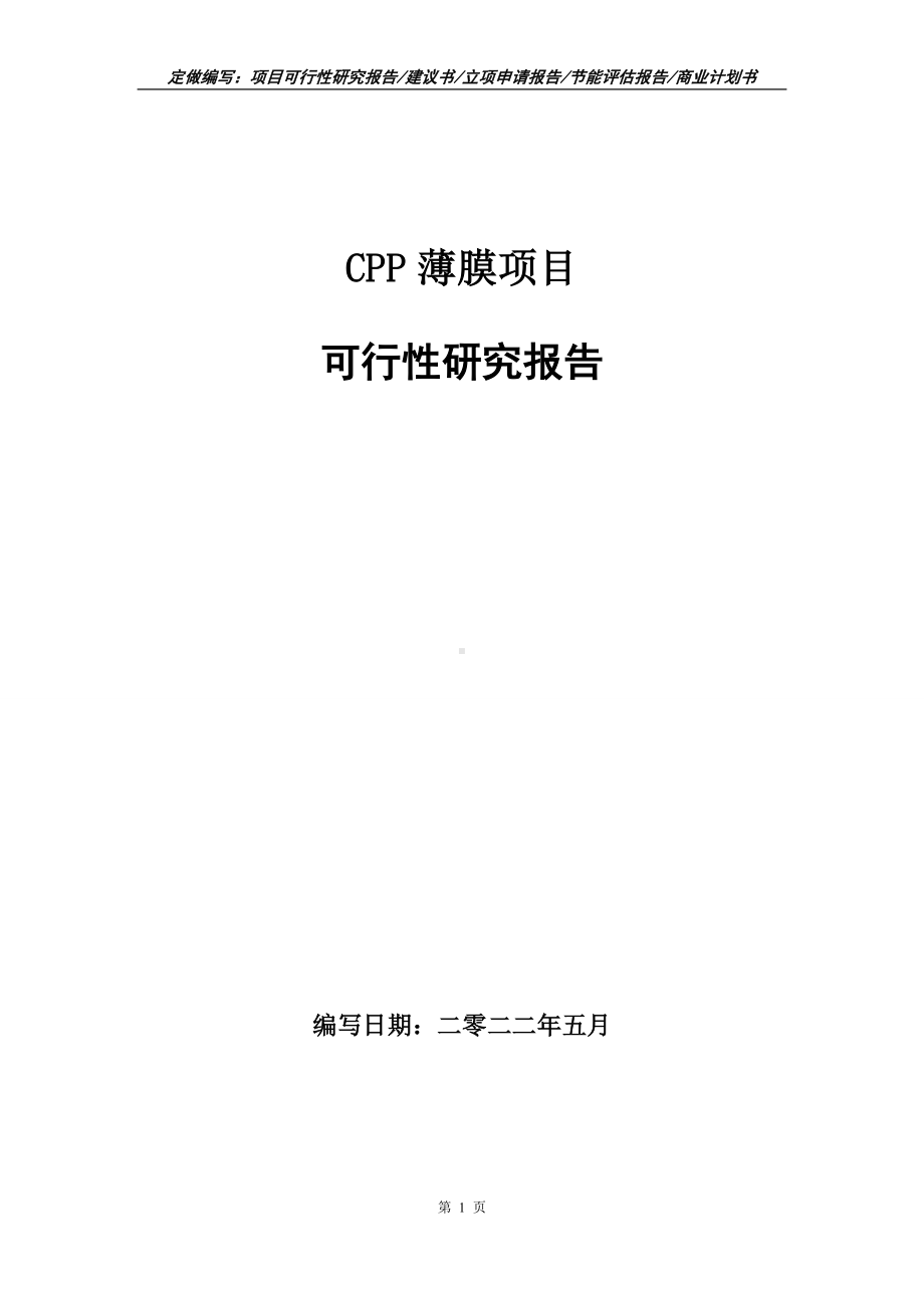 CPP薄膜项目可行性报告（写作模板）.doc_第1页