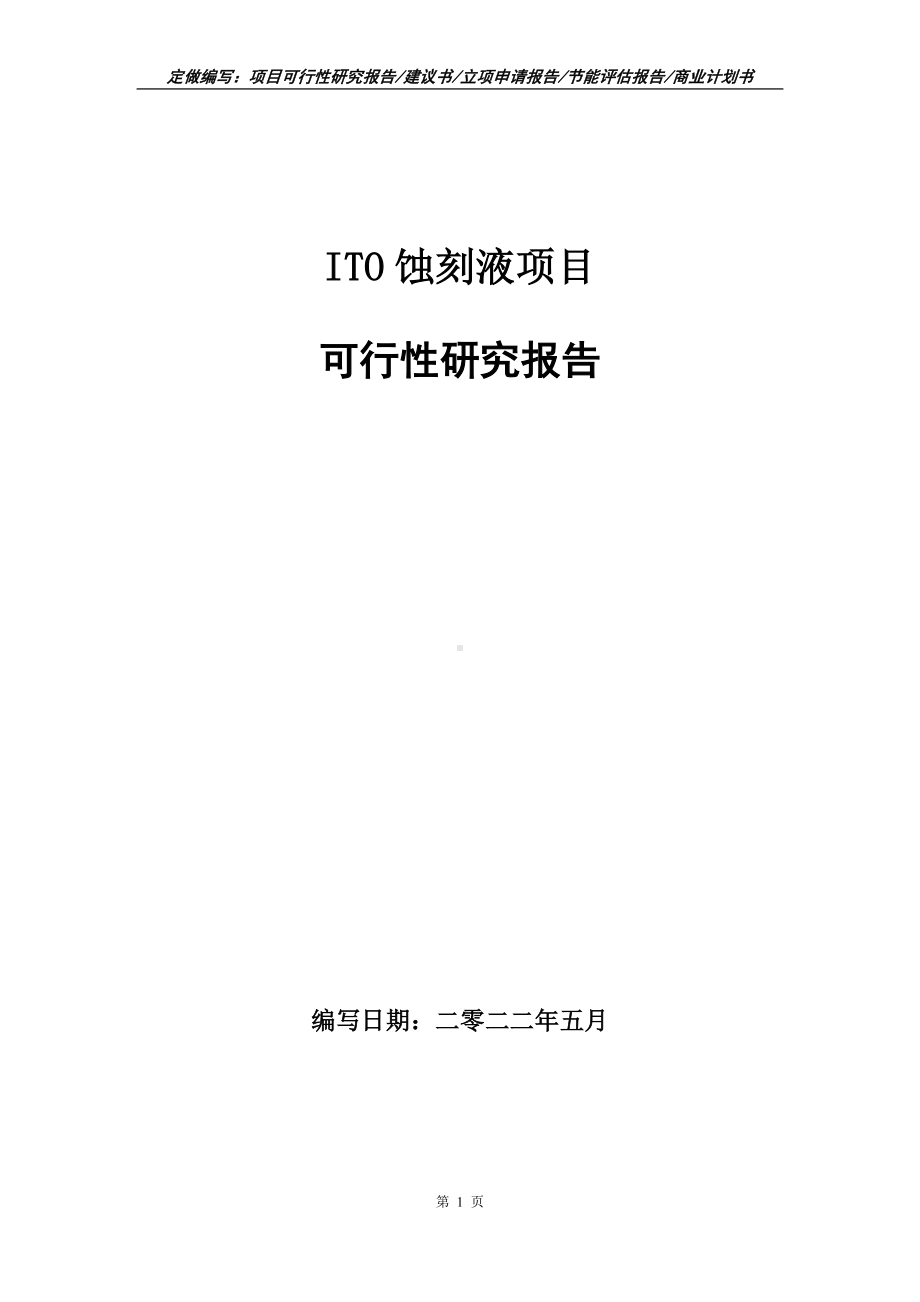 ITO蚀刻液项目可行性报告（写作模板）.doc_第1页