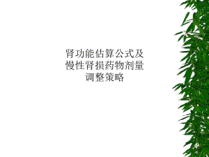 肾功能估算公式及慢性肾损药物剂量调整策略课件.ppt