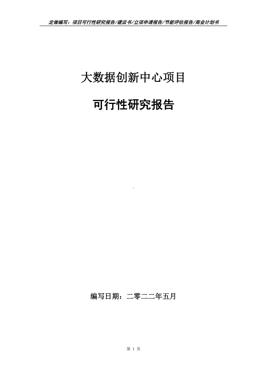 大数据创新中心项目可行性报告（写作模板）.doc_第1页