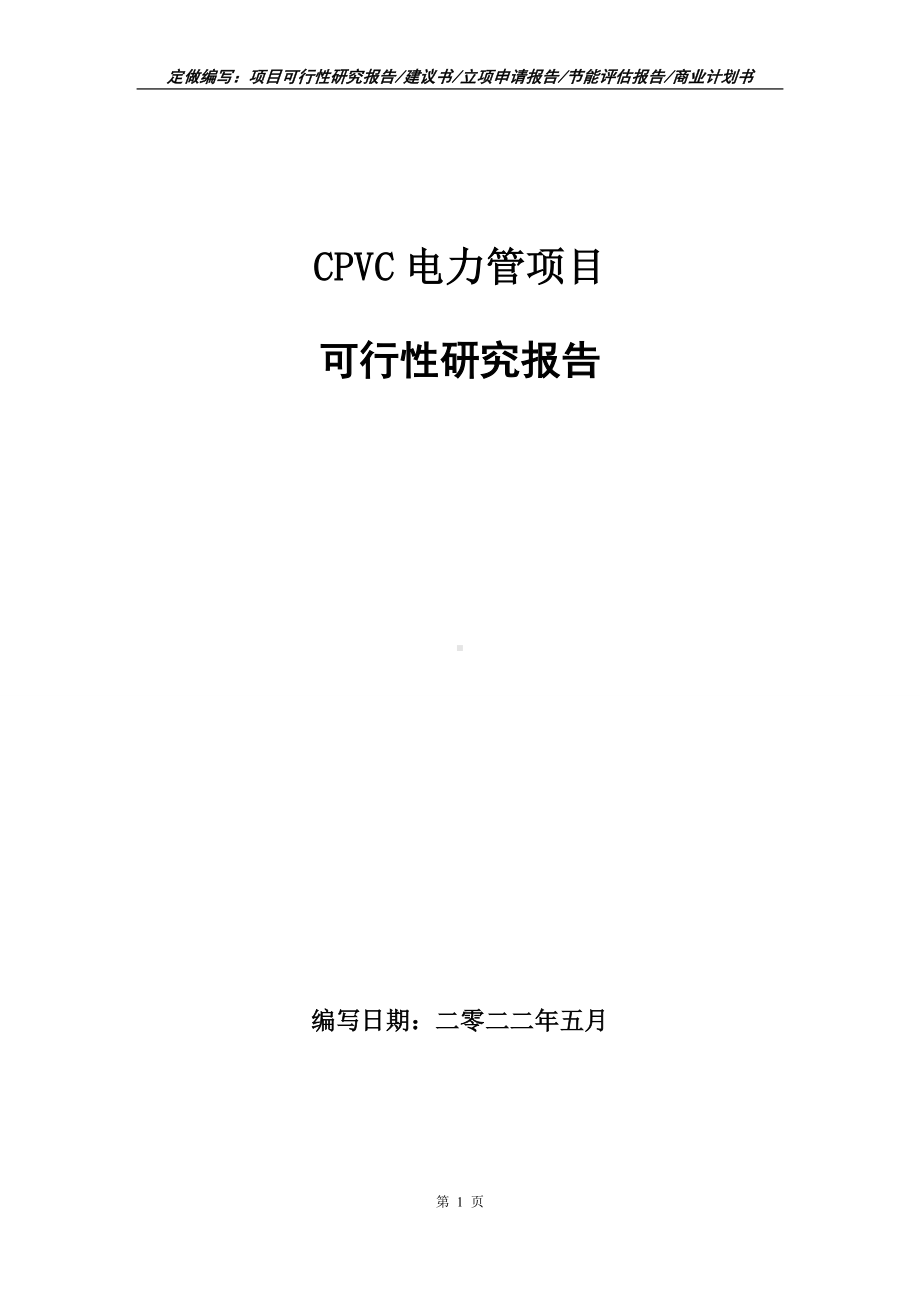 CPVC电力管项目可行性报告（写作模板）.doc_第1页