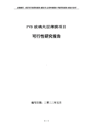 PVB玻璃夹层薄膜项目可行性报告（写作模板）.doc