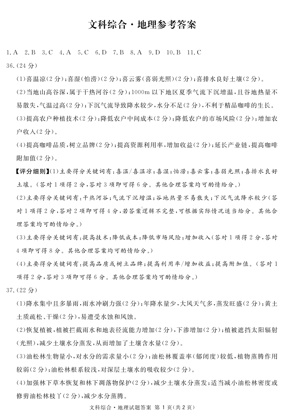 2023地区一诊地理答案(简).pdf_第1页