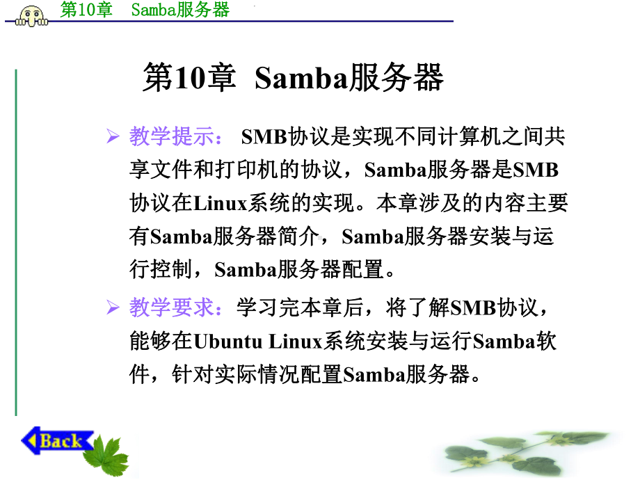 第10章-Samba服务器-Linux操作系统教程与实训电子教案课件.ppt_第1页