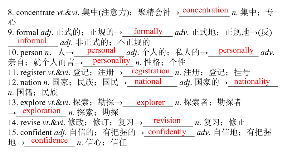 2022新人教版（2019）《高中英语》必修第一册Welcome unit-Unit 3词汇变形计检测（ppt课件）.pptx_第3页