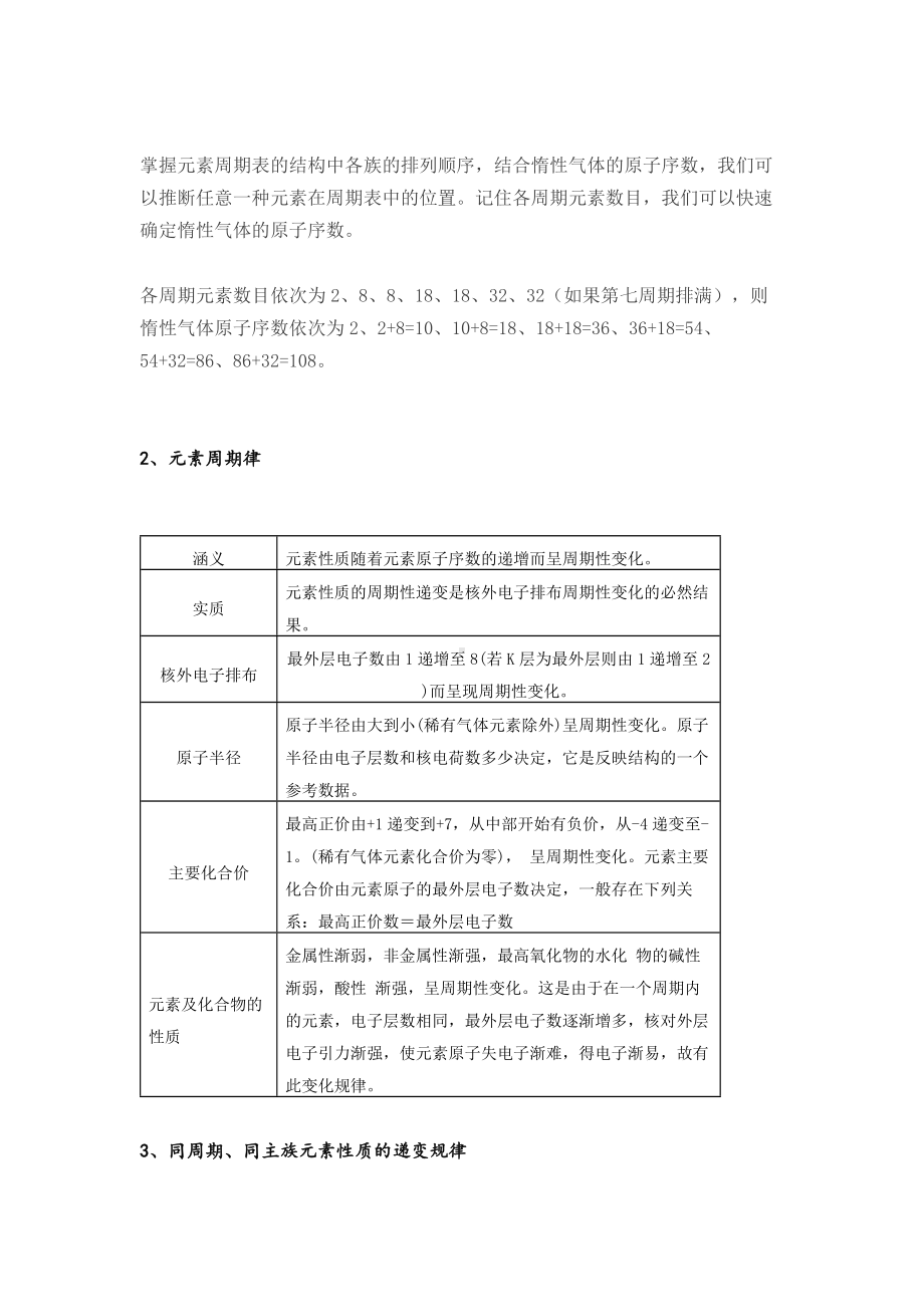 高考化学专题：“元素周期律和元素周期表”知识点归纳.docx_第2页