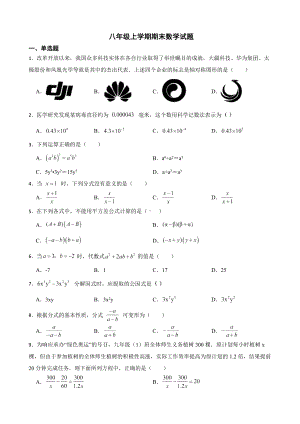 广东省潮州市2022年八年级上学期期末数学试题（附答案）.pdf