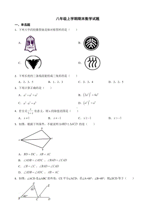 广东省惠州市惠东县2022年八年级上学期期末数学试题及答案.docx