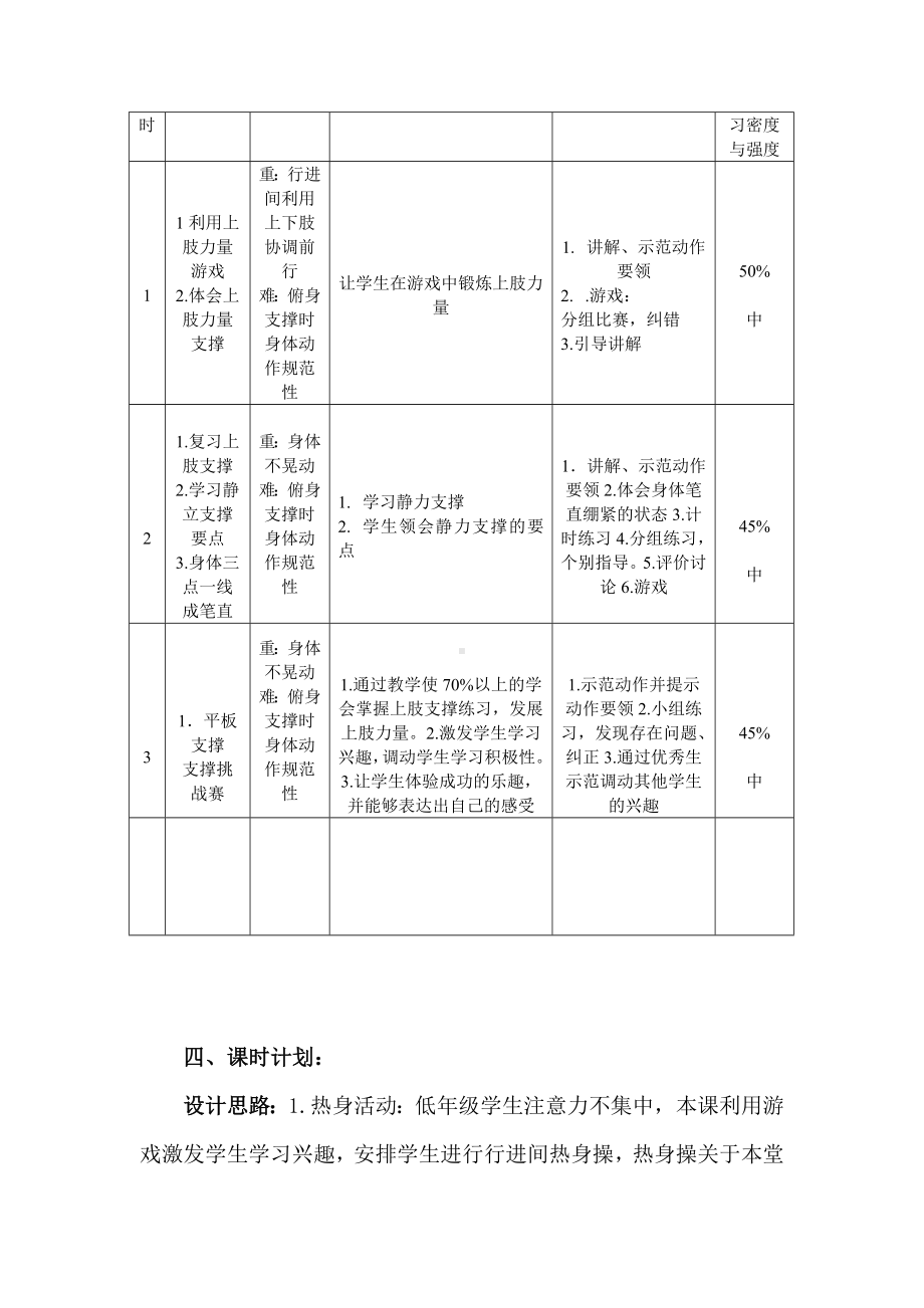 人教版体育与健康三年级-上肢力量练习教学计划教案.doc_第2页