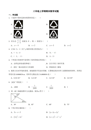 广东省东莞市2022年八年级上学期期末数学试题及答案.docx