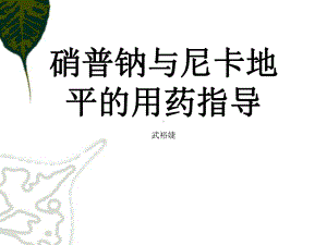 硝普钠和尼卡地平的用药指导课件.ppt