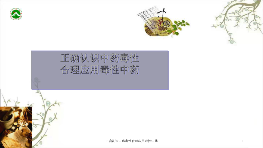 正确认识中药毒性合理应用毒性中药课件.ppt_第1页