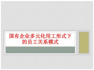 国有企业多元化用工形式下的员工课件.ppt