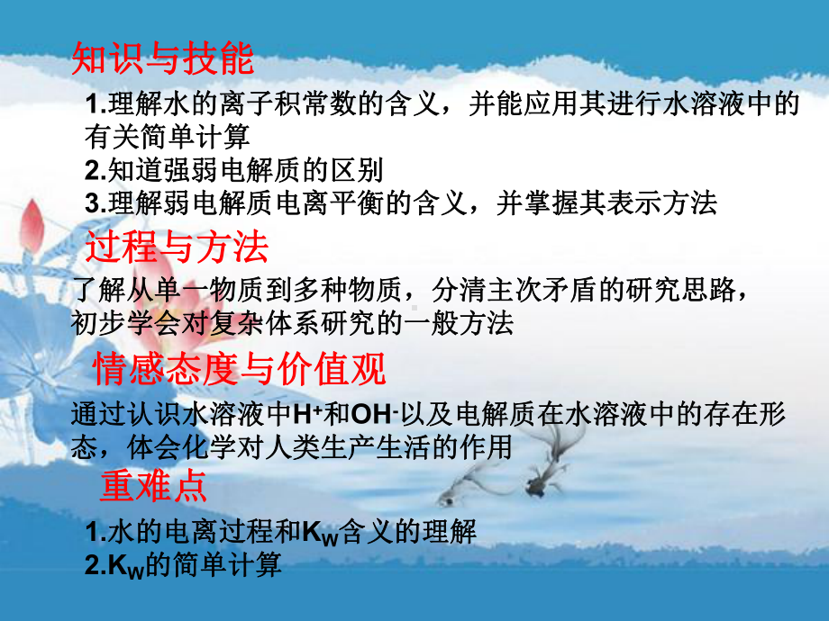 水的电离及电解质在水溶液中的存在形态课件.ppt_第1页