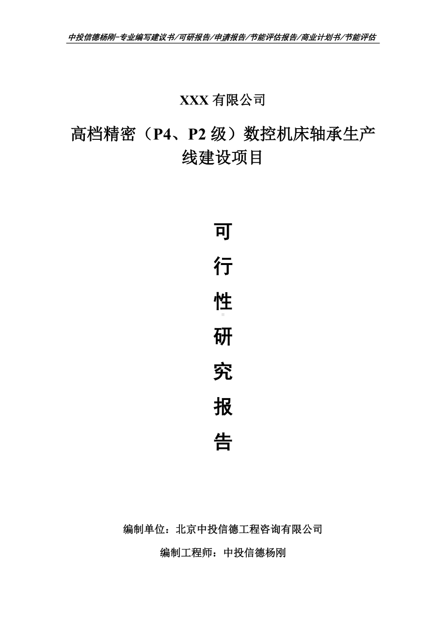 高档精密（P4、P2级）数控机床轴承可行性研究报告建议书.doc_第1页