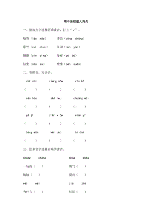 二年级上册语文试题-期中易错题大闯关 人教部编版（含答案）.docx