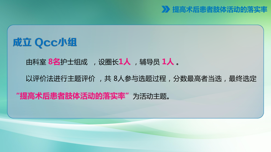 提高术后患者肢体活动的落实率品管圈汇报书模板课件.pptx_第2页