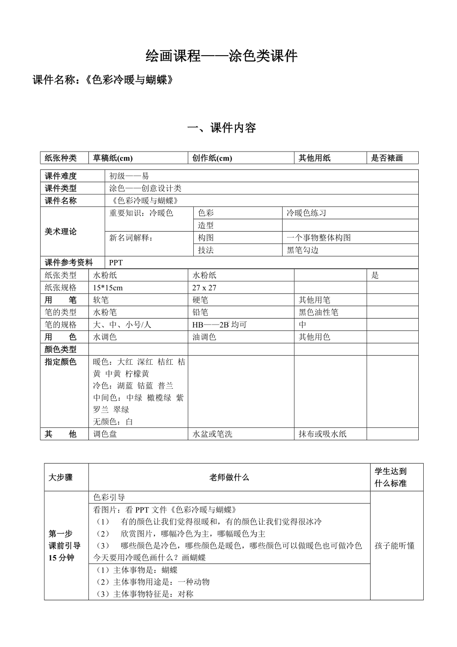 二年级上册美术课外班素材-色彩冷暖与蝴蝶 全国通用.doc_第1页