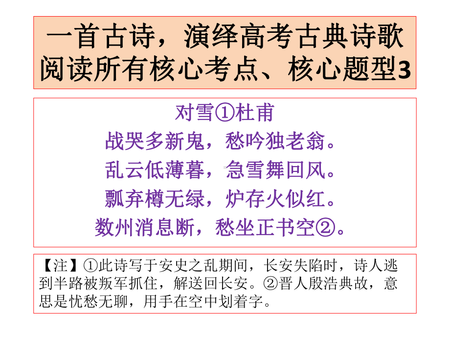 同首古诗涉及高考古典诗歌阅读核心考点核心题型展示课件.pptx_第1页