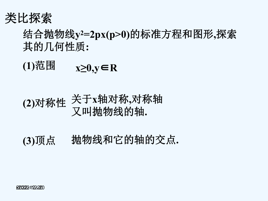 （数学）2-4-2《抛物线的几何性质》教学课件(新人教A版选修2-1).ppt_第2页