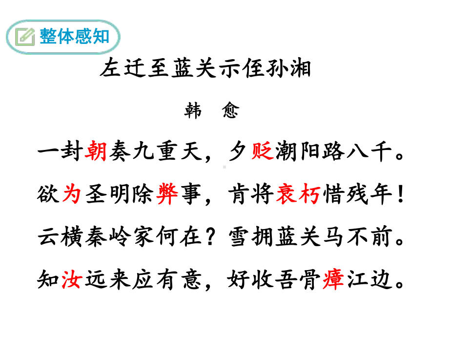 部编版九年级语文下册 课外古诗词 左迁至蓝关示侄孙湘.ppt_第3页