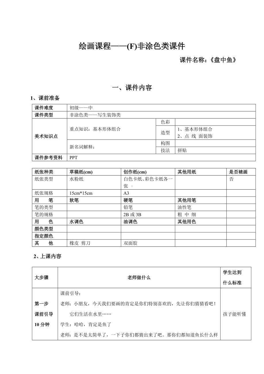 二年级上册美术课外班素材-非涂色类—盘中鱼 全国通用.doc_第1页