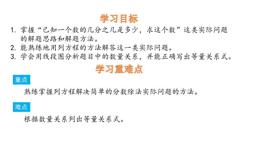 六年级上册数学课件-3.5已知一个数的几分之几是多少求这个数 人教新课标(共12张PPT).pptx_第2页