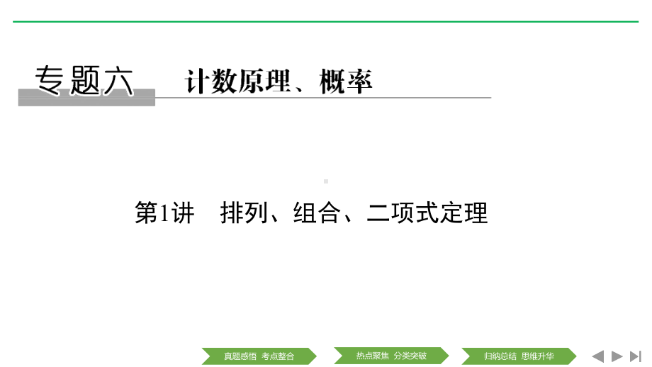 高考数学浙江专用二轮培优课件：专题六-第1讲-排列、组合、二项式定理-.pptx_第1页