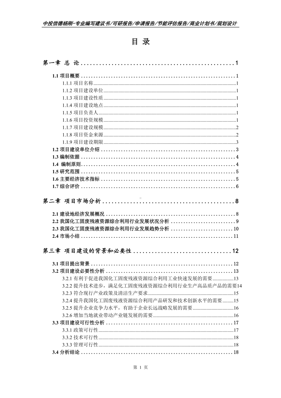 化工固废残液资源综合利用项目可行性研究报告.doc_第2页