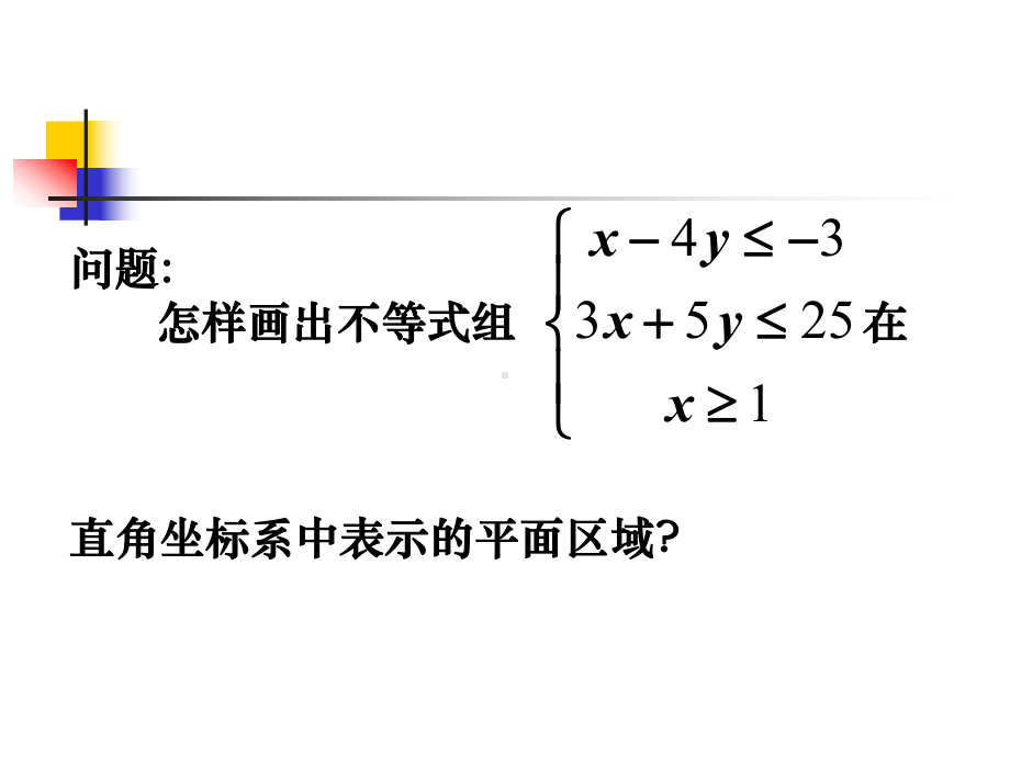 问题怎样画出不等式在平面直角坐标系中表示的平面区域课件.ppt_第3页