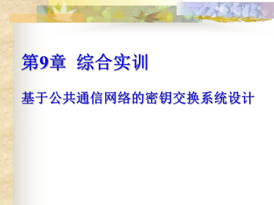 第9章-综合实训基于公共通信网络的密钥交换系统设计解析课件.ppt_第1页