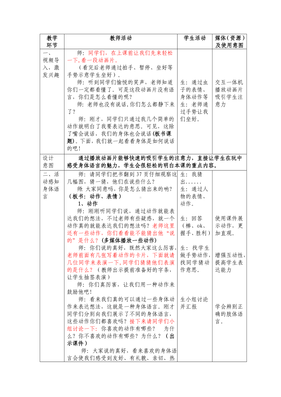 第7课身体会说话（教案）-2022新辽大版四年级下册《心理健康教育》.docx_第2页