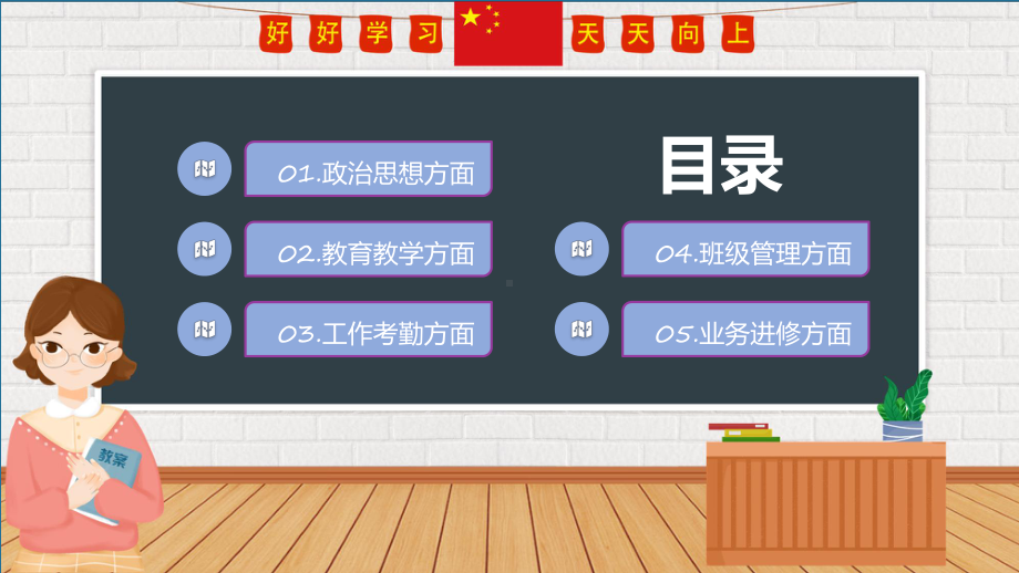 教师年终工作总结绿色卡通风格年终报告课程实施（ppt）.pptx_第3页