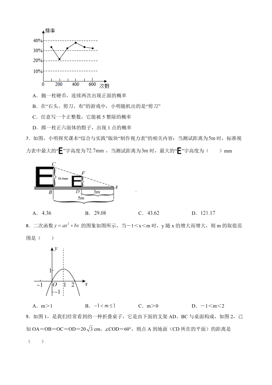 山西省长治市长子县2022年九年级上学期期末数学试题（附答案）.pdf_第2页