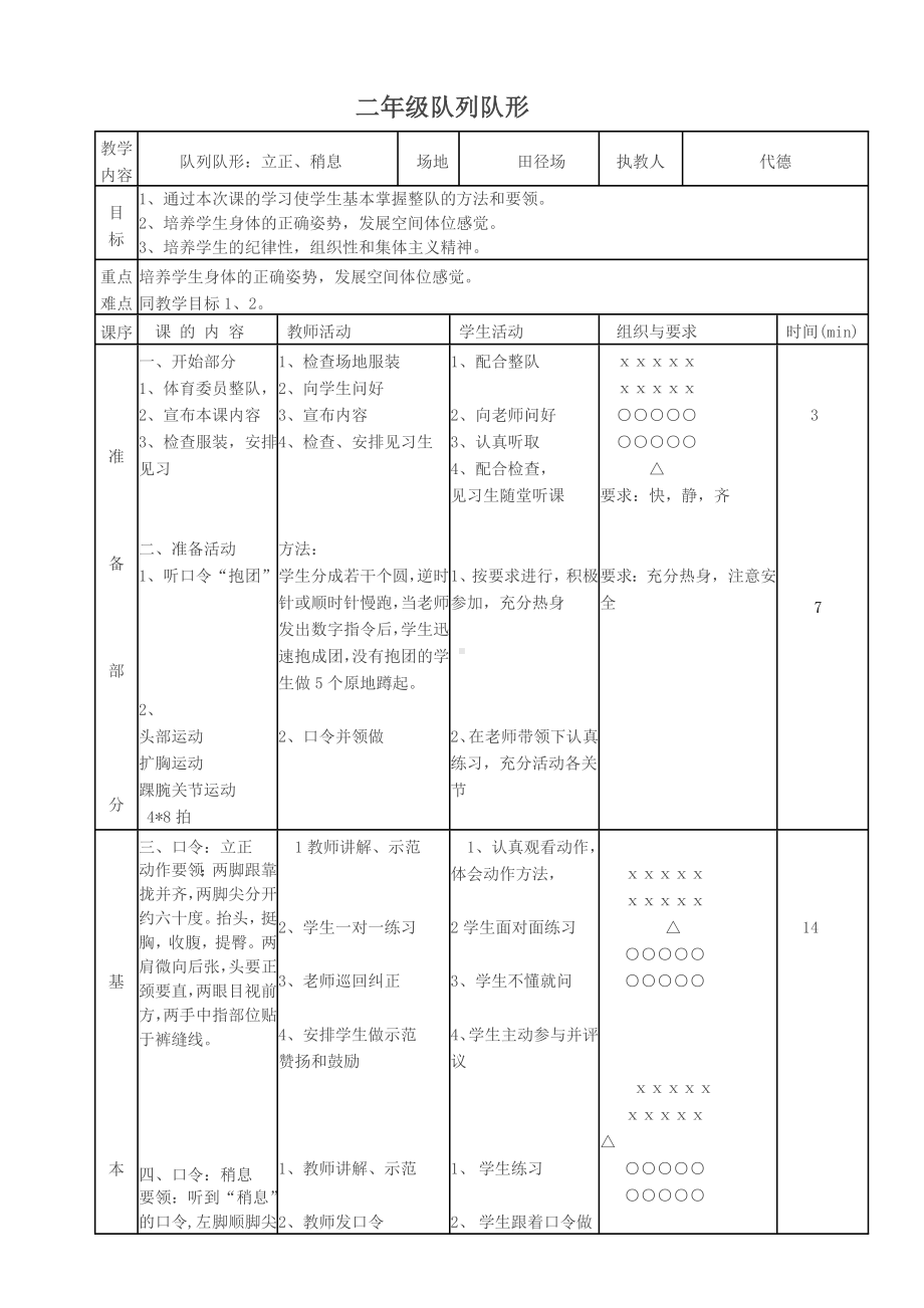 二年级体育教案-队列队形：立正、稍息 全国通用.doc_第1页